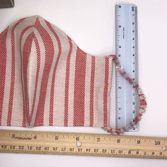 REUSABLE 100% Cotton Red Stripe Face Mask ~NEW! - Picture 11 of 13